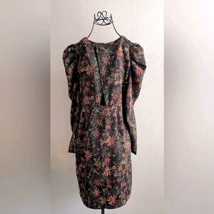Chelsea 28 Puff Sleeve Satin Floral Dress NWT Size Small
